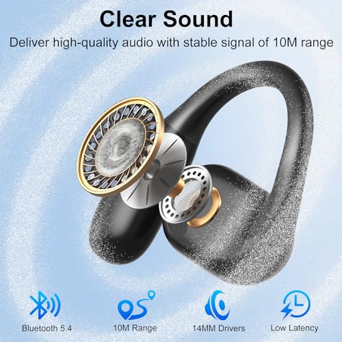 Joysico Open Ear Earbuds Wireless Bluetooth 5.4 Headphones w Over Ear Hook