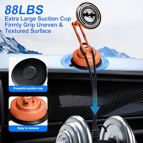All-Metal Alloy Long Arm Magnetic Suction Cup Car Phone Mount(Orange) - color: Orange