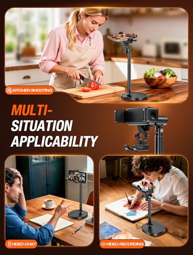GolbinBox Phone Stand for Desk, One-Click Holder with Weighted Base