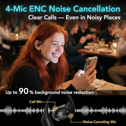 Joy Open-Ear Headphones, Wireless Bluetooth 5.4 Earhook Earbuds - color: Black