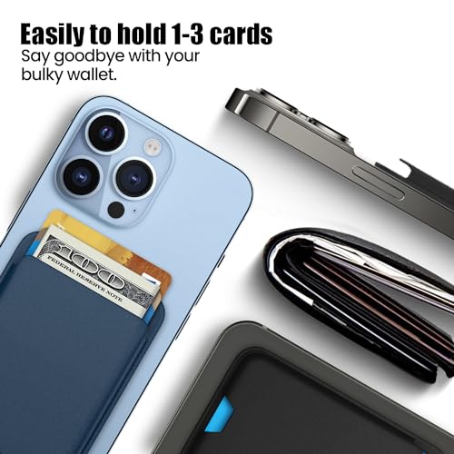 iLodn Magnetic Wallet Compatible with MagSafe for iPhone 17 16 15 14 13 12 Pro Max Air Plus Model, Mag 3 Safe Card Holder Stick on Accessories for Cell Phone & Case, Cyaneous - color: Cyaneous