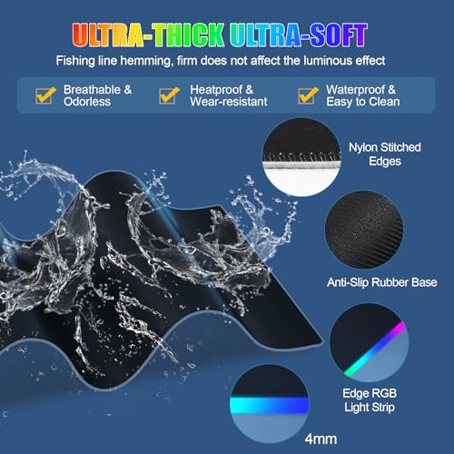 Wireless Charging RGB Mouse Pad with Phone Stand, Large Gaming Desk Mat - color: Black - 31.5x15.8" Phone Stand with PD Adapter