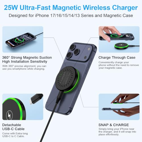 25W Samsung Wireless Charger Fast Charging for Samsung Galaxy Z Fold/Flip8 - color: 1black