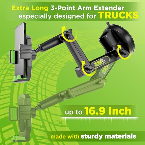 Truckules Truck Phone Mount, 16.9" Long Holder, Semi, Green - color: Green
