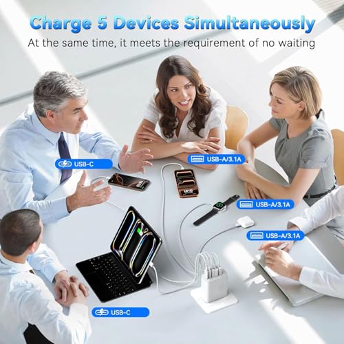 2-Pack 60W 5-Port（3A+2C Multi-Port Charging Station with Wall Plug.