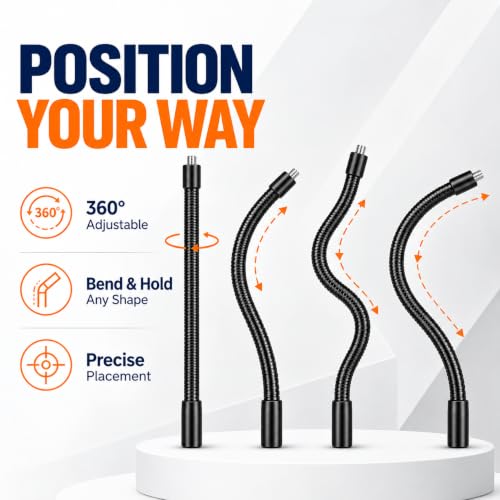 Gooseneck, 2 Pcs 1/4"-20 Female to Male Thread Metal Universal Hose Flexible Arm Gooseneck Tube Extension Holder for Action Camera, Phone, Microphone, Black (6inch) - size: 6inch