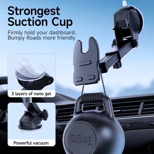 Car Phone Mount for Pop Socket,Dashboard Windshield Car Phone Holder Compatible with Popsocket,Powerful Suction Cup Car Phone Mount Fits All Smartphones with Pop Grip - style: Dashboard