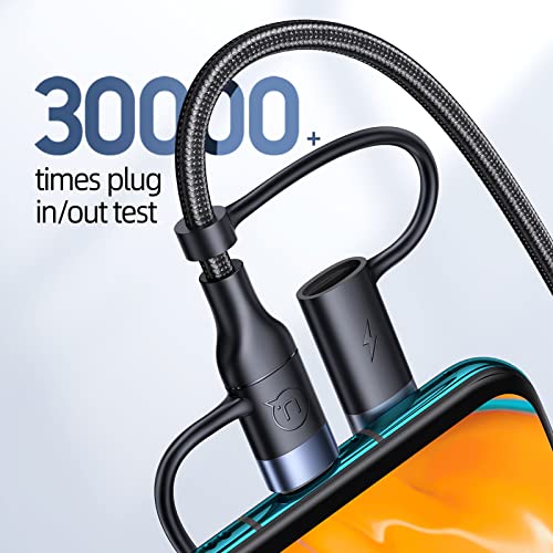 3-in-1 USB C Multi Fast Charging Cable 60W 6.6FT Nylon Multi Charger - color: Black, size: 6.6FT