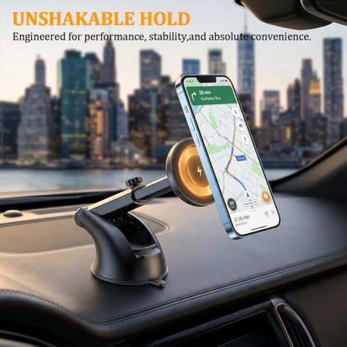 15W Car Mount Charger, Magnetic Wireless Suction Cup Vehicle Dashboard Cell Phone Holder with Air Vent Clip, Automotive Interior Windshield Smartphone Charger Mount, Universal Fit (Style D) - color: Style D