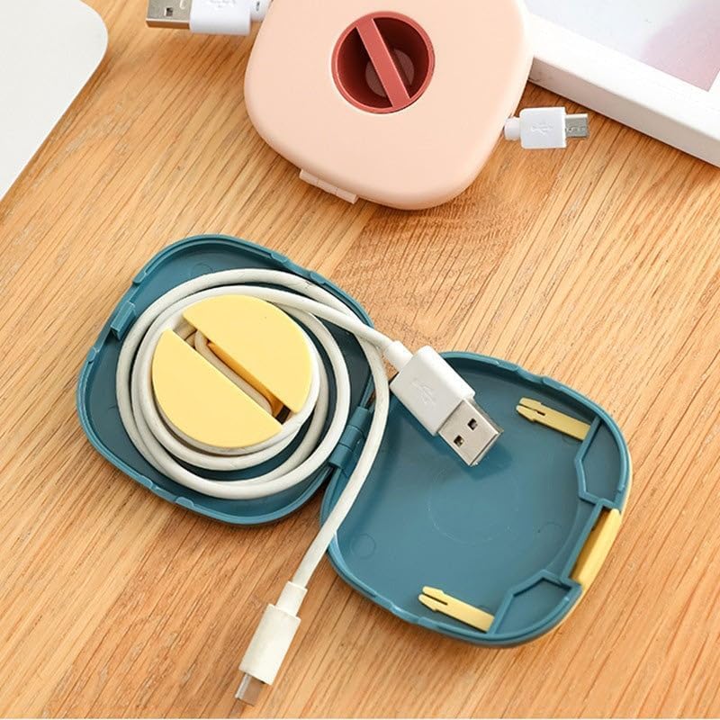2 in 1 Cable Winder with Phone Stand, Durable Cable Organizer and Charging Stand, Portable Charging Cables Protective Case, for USB, Earphones (2WHITE) - color: 2WHITE