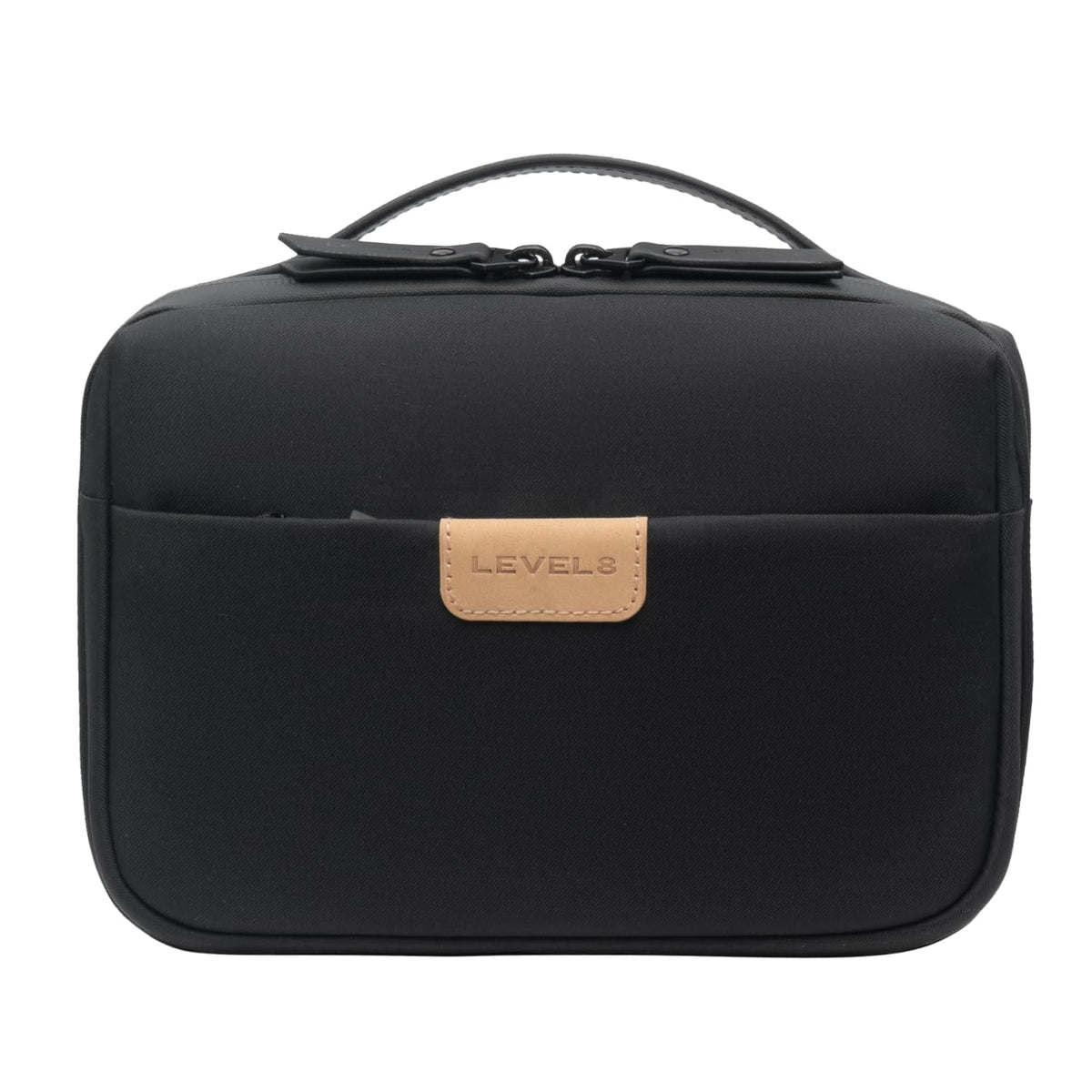 LEVEL8 Travel Toiletry Bag for Men Women, Water Repellent Shaving Bag for Toiletries Accessories, Storage Bags with Divider and Handle, Small/Black