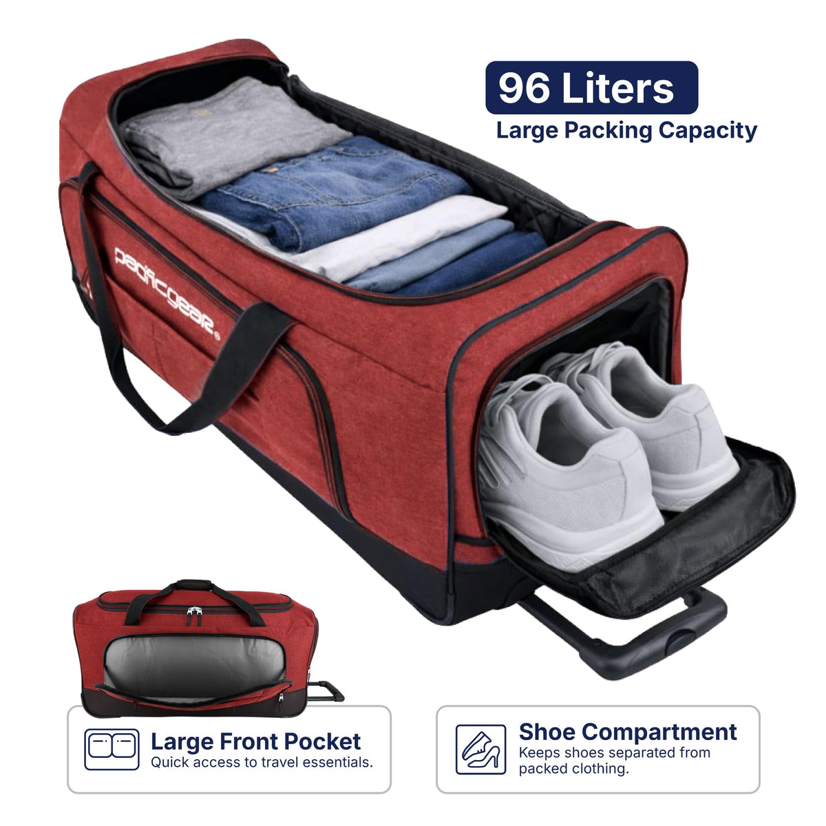 Pacific Gear Duffel Bag with Rolling Wheels