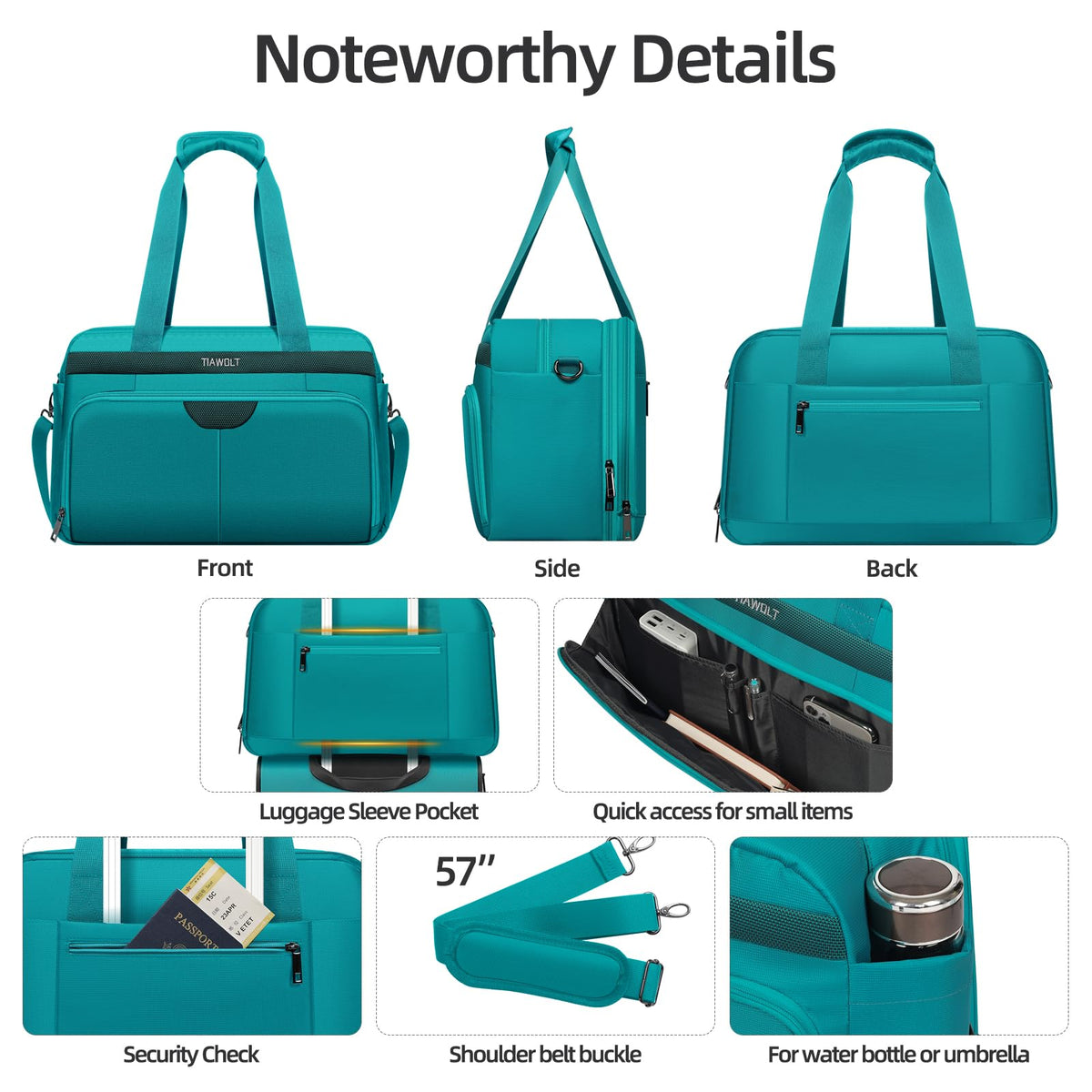TIAWOLT Carry-On Luggage Travel Duffle Bag Carry on Duffle Airline Approved Expandable Travel Duffle, Weekender Bag for Men and Women with Wet Pocket Large Compartment, Green