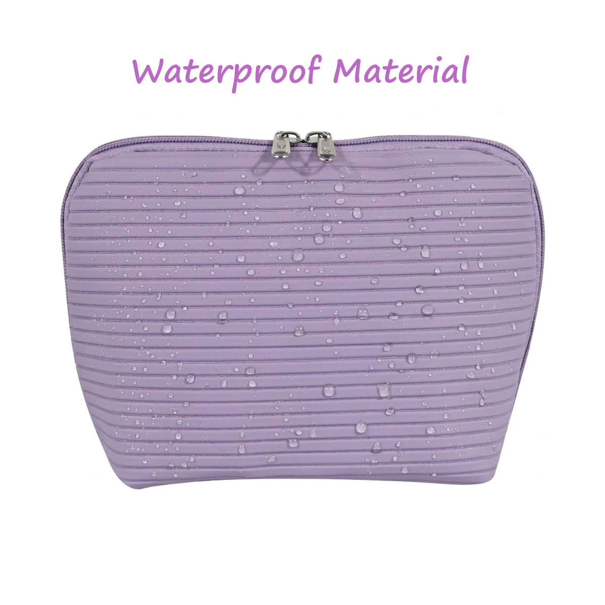 Tense Edano Travel Makeup Bag for Women, Waterproof Stand Up Cosmetic Bag with Brush Holders, Organizer Bag with Compartments, Fold-Down Design for Skincare, Toiletries & Essentials (Purple, Medium)