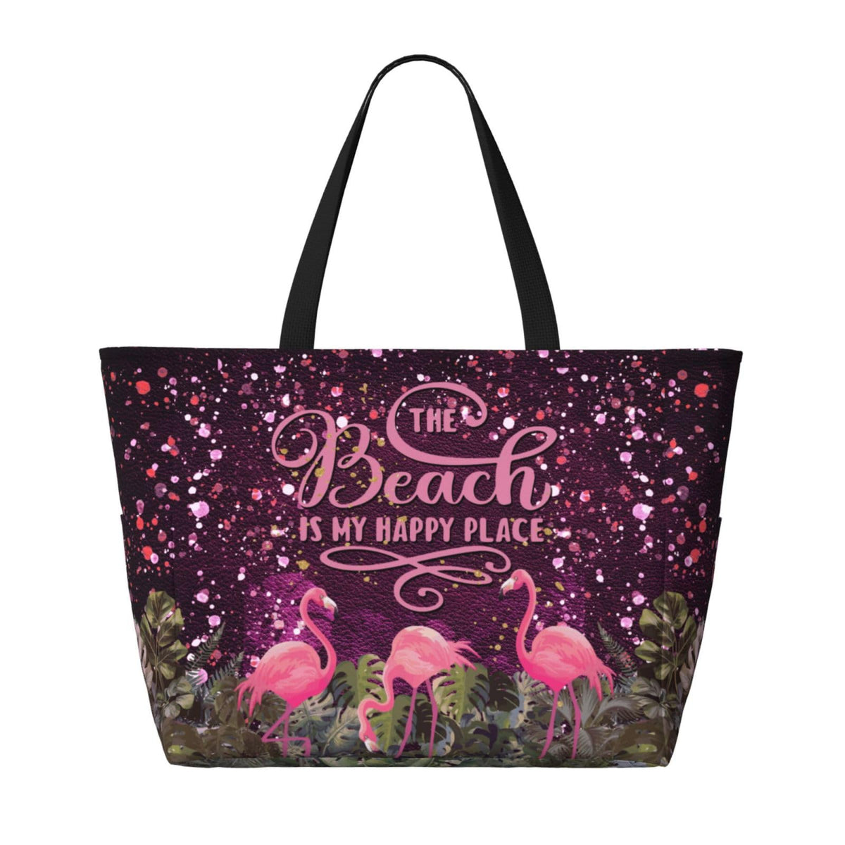 Mvcpoci Beach Bags Waterproof Sandproof Beach Bags For Women, Leopard Flamingo Print Beach Tote For Trendy Vacation