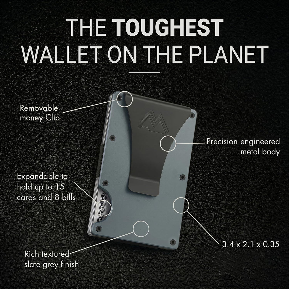 Mountain Voyage Co Minimalist Wallet for Men & Women - Slim RFID Wallet, Scratch Resistant, Credit Card Holder & Money Clip, Easily Removable Money & Cards, (Matte Grey)