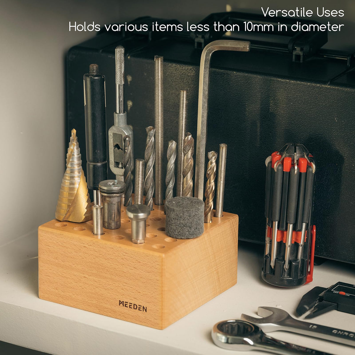 MEEDEN 2Pcs Beechwood Pencil and Brush Holders: 36 Holes Paint Brush Storage Organizer & Holder Rack - Wood Block Pencil Holder for Paintbrushes, Pens and Art Tools - Paint Brush Holder Display Stand