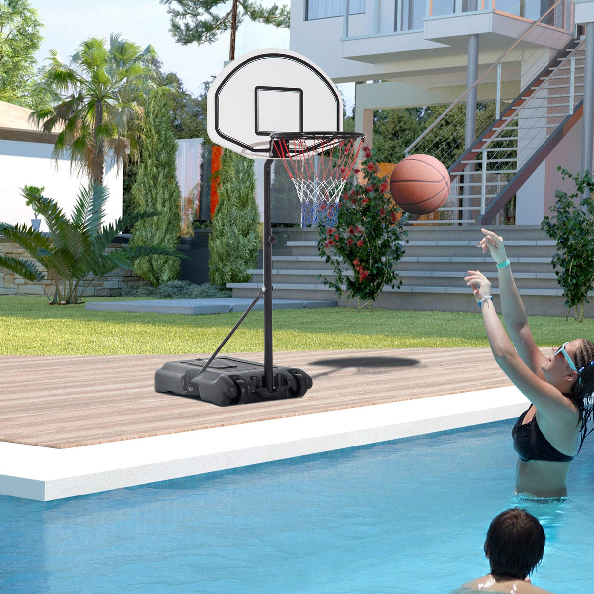 Height Adjustable Basketball Hoop, Portable Basketball Stand, 30" Backboard, Indoor Outdoor Goals Set for Kids Youth Adults