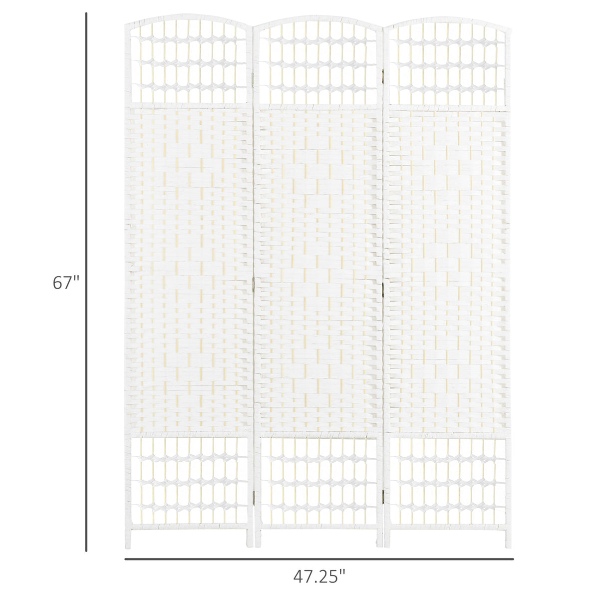 3 Panel Folding Room Divider Portable Privacy Screen Wave Fiber Room Partition for Home Office White