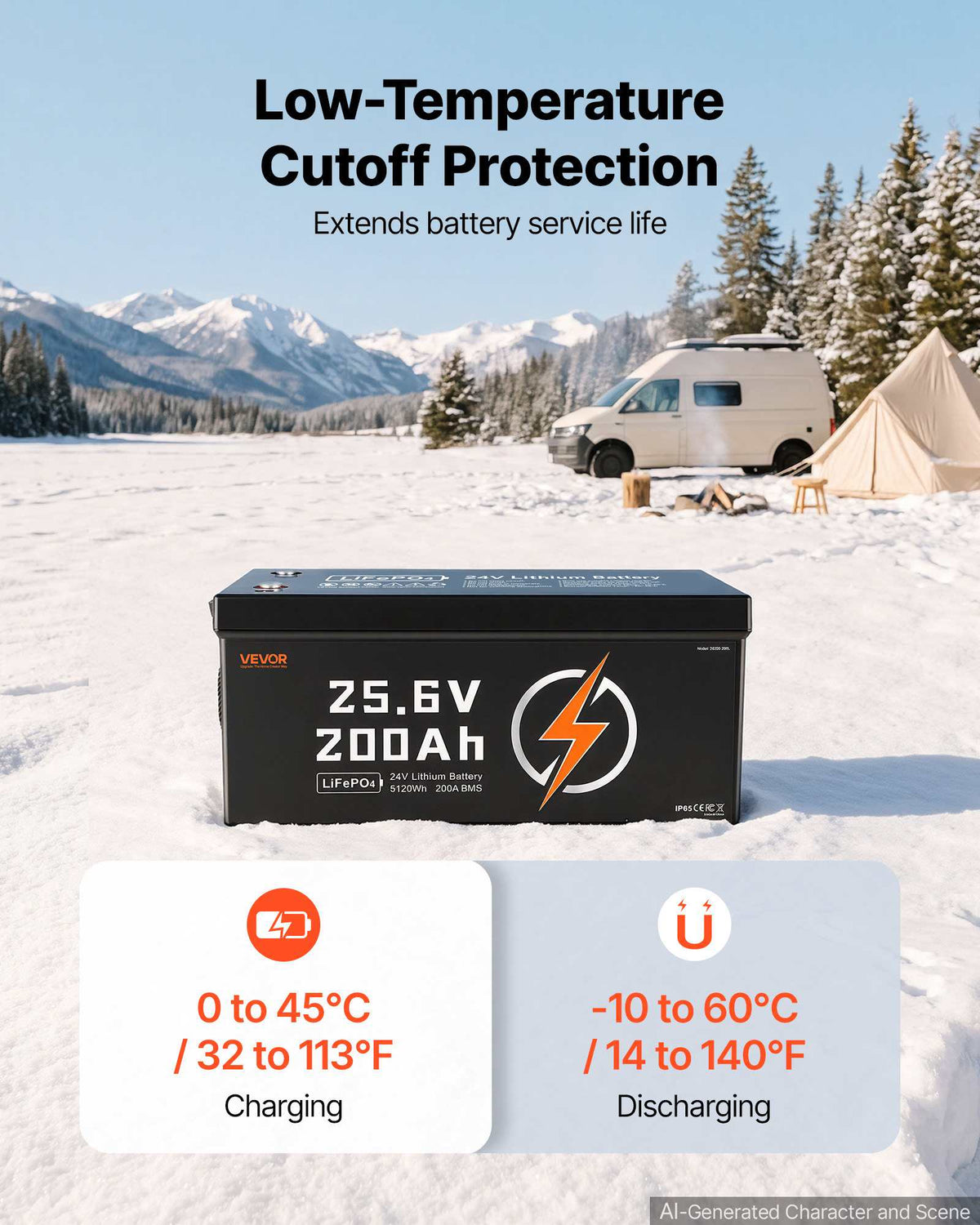24V 200Ah LiFePO4 Lithium Battery 4000+ Cycles Built-in 200A BMS, Lithium Battery with Low Temperature Protection, Supports 8P2S Connection, 5120Wh Energy, for RV, Trolling Motor, Marine, Solar