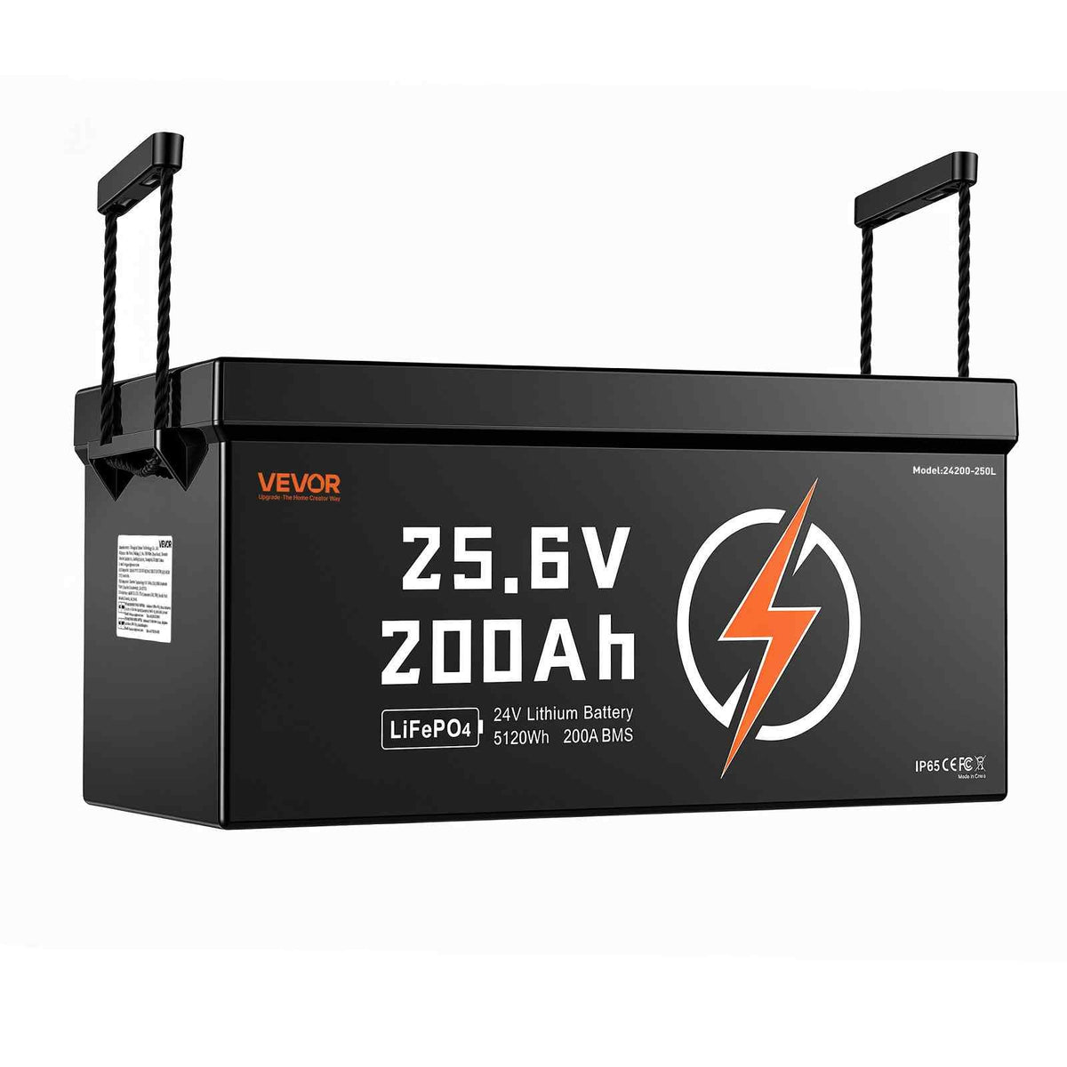 24V 200Ah LiFePO4 Lithium Battery 4000+ Cycles Built-in 200A BMS, Lithium Battery with Low Temperature Protection, Supports 8P2S Connection, 5120Wh Energy, for RV, Trolling Motor, Marine, Solar