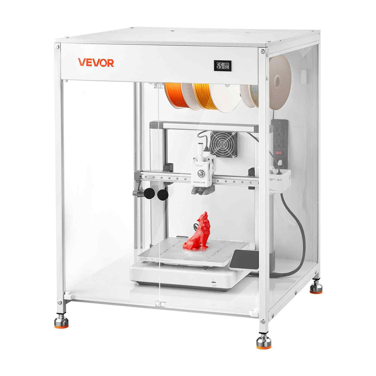3D Printer Enclosure with Ventilation, Dustproof Waterproof Transparent Acrylic 3D Printer Tent, Constant Temperature Protective Case with LED, Compatible with Bambu Lab, Ender, Neptune, Kobra