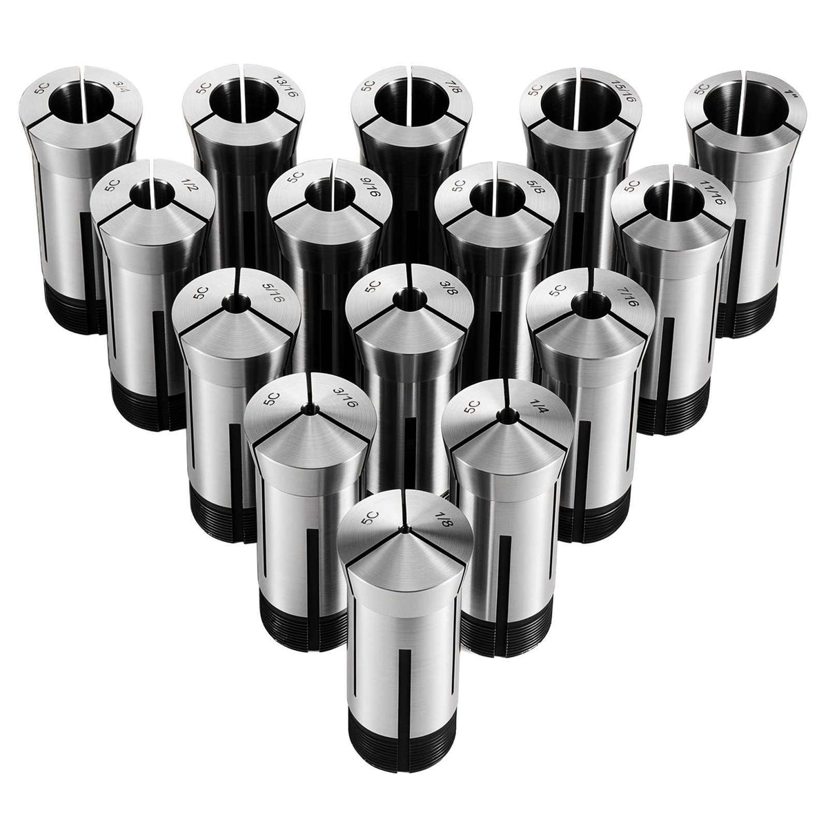 5C Collet Set 1/8"-1" 15 Piece Precision 5C Round Collet Chuck Set, for Milling Machine Drill Presses, 0.0008" TIR High Concentricity, Lathe Chuck Tool with Storage Case, Hardened & Ground