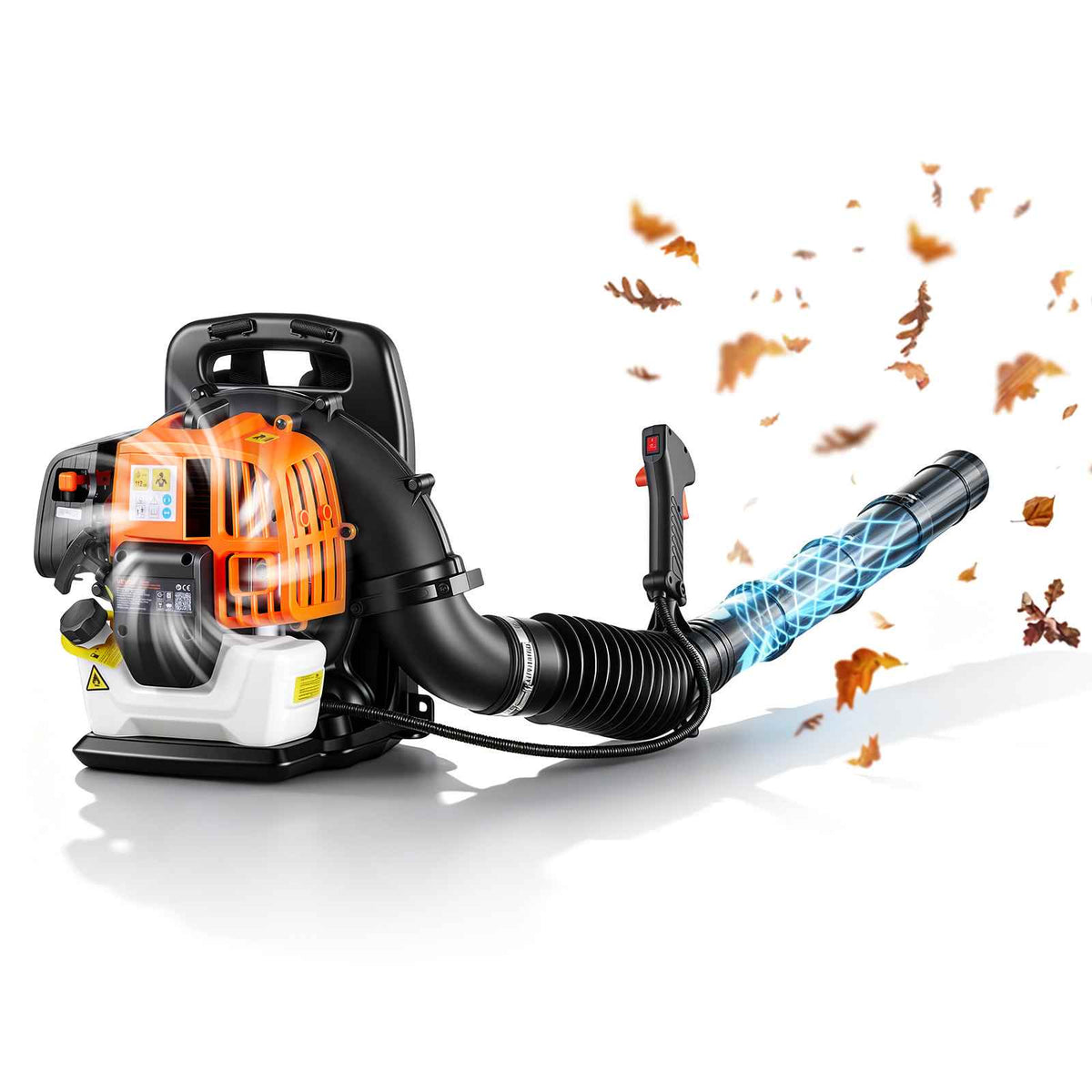 Backpack Leaf Blower, 43CC 2-Stroke Engine Gas Powered Leaf Blower with 1.38L Fuel Tank, 447 CFM Air Volume, 150 MPH Air Speed, Ideal for Lawn Care, Leaves Cleaning, Yard Debris & Snow Removal