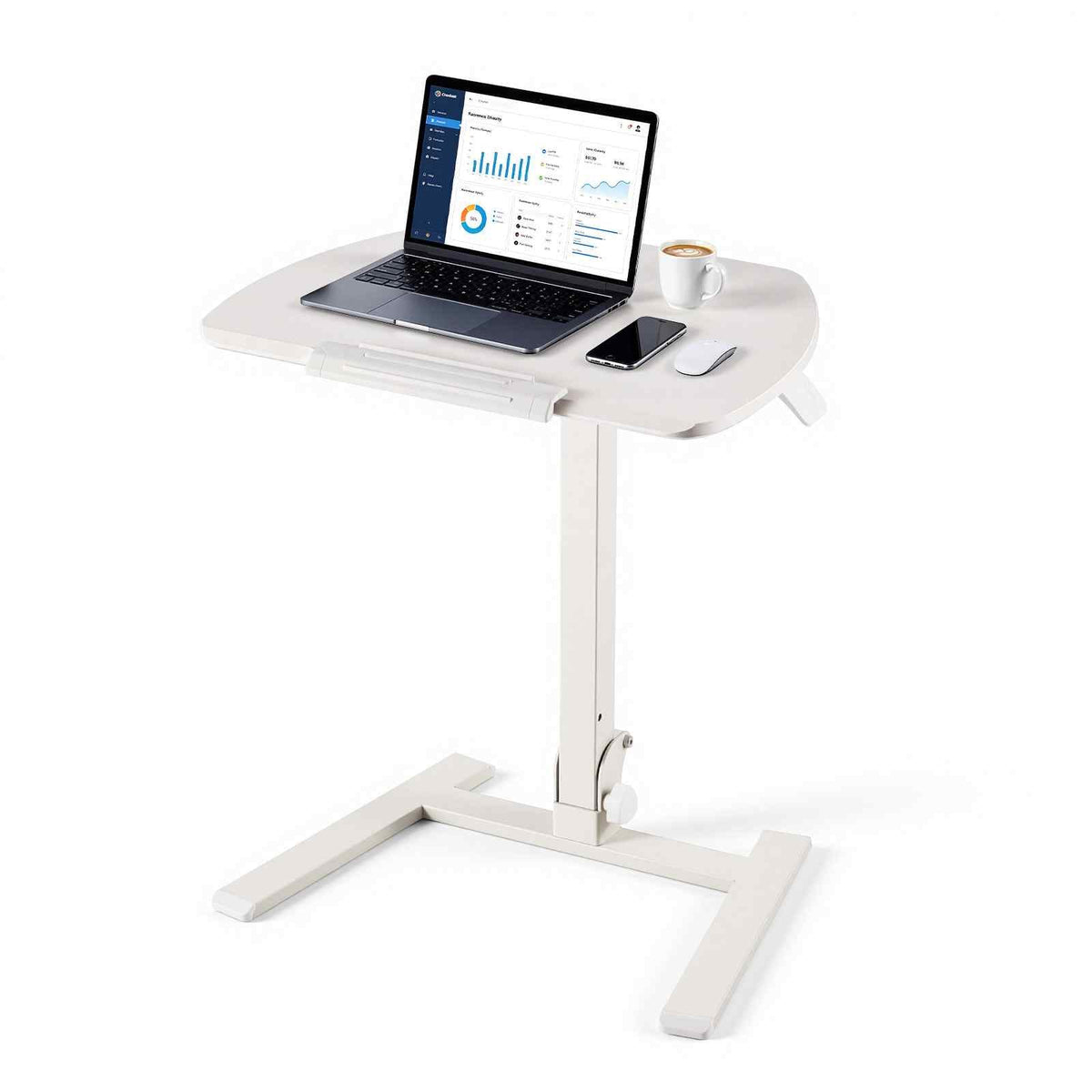 Standing Desk, Adjustable Height Mobile Stand Up Desk with Tilting Desktop, 25.6 x 19 in Small Computer Sit Stand Workstation, 33 lbs Capacity, Pneumatic Lift for Home Office, Fully Assembled