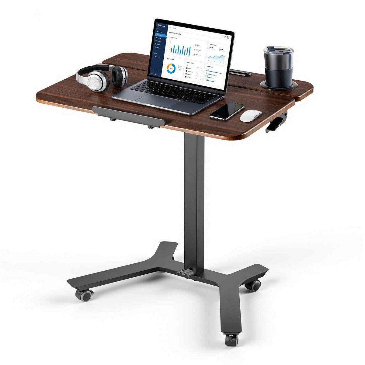 Standing Desk, Adjustable Height Mobile Stand Up Desk with Tilting Desktop, 28.2 x 20.7 in Small Computer Sit Stand Workstation, 33 lbs Capacity, Foot Pedal Pneumatic Lift for Home, Office