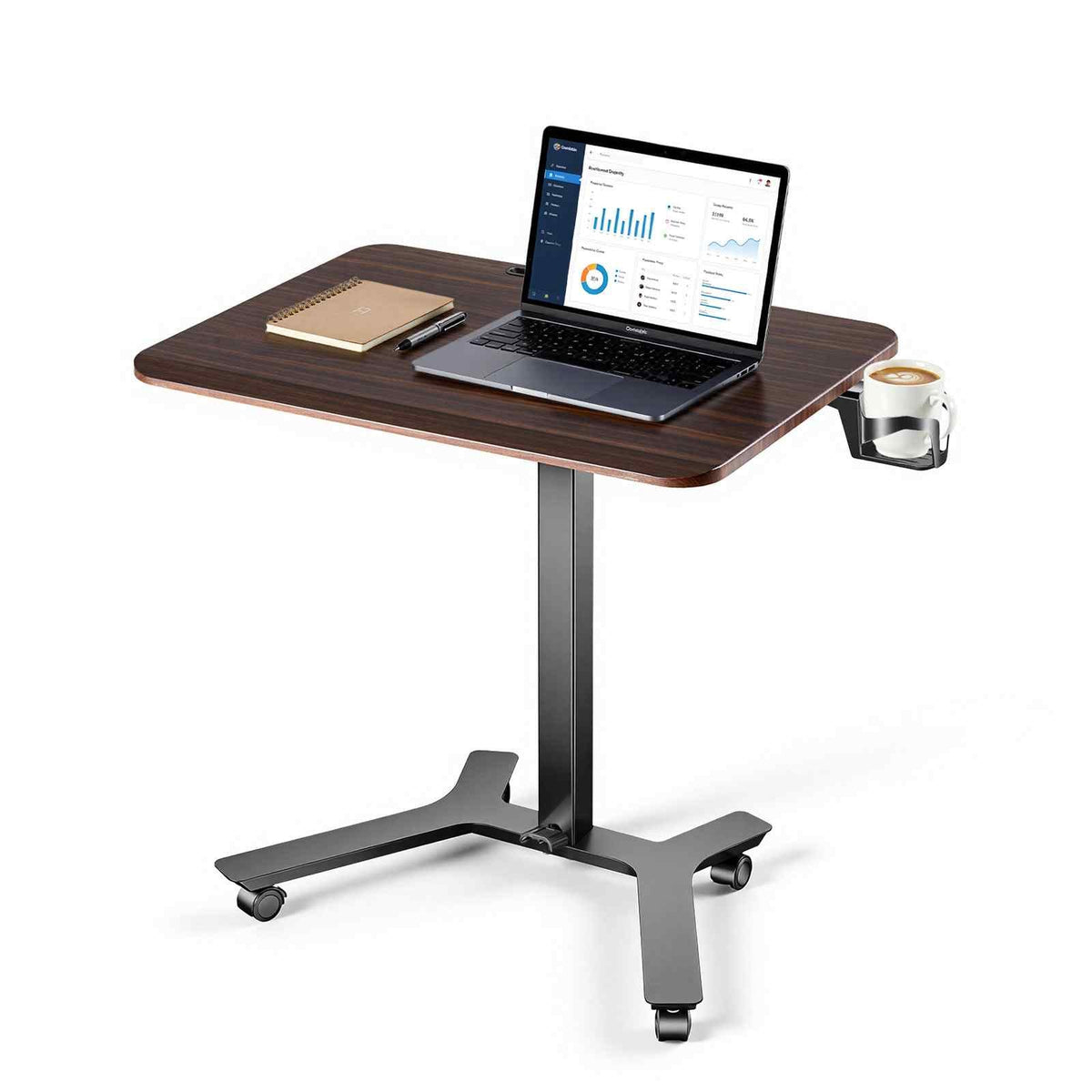 Standing Desk, Adjustable Height Mobile Stand Up Desk w/ Casters, 28.2 x 20.5 in Small Computer Sit Stand Rolling Workstation w/ Hook, 33 lbs Capacity, Foot Pedal Pneumatic Lift for Home Office