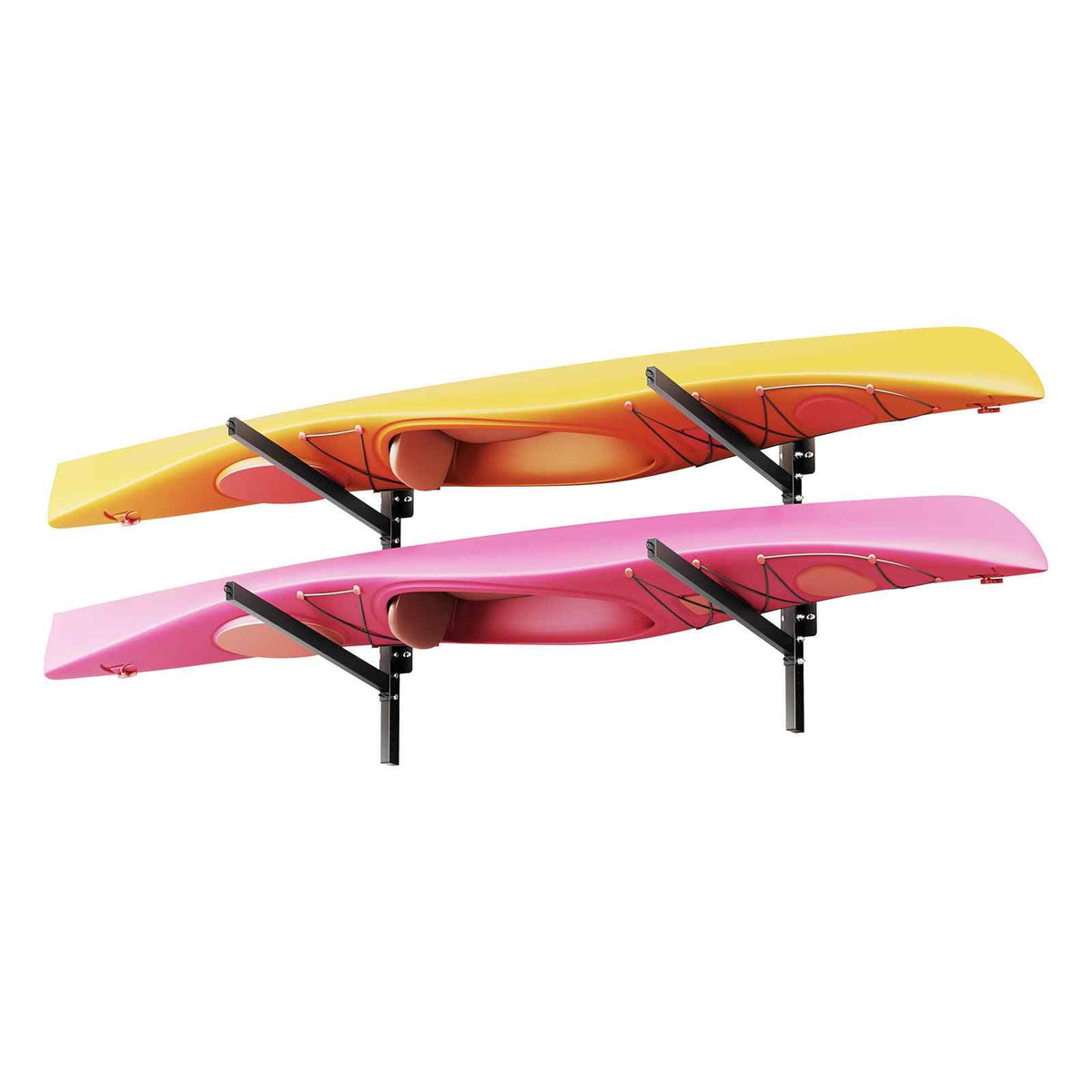 Kayak Storage Rack for 2 Kayaks, Holds 200 lbs, Heavy Duty Adjustable Wall Mount Stand for Indoor Outdoor Garage Shed Dock, Storage Holder for Canoe, Small Boat, SUP, Surfboard & Paddleboard