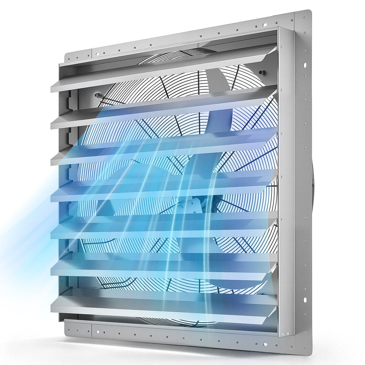 36 Inch Shutter Exhaust Fan Wall Mounted Automatic Louvers Silver, Sturdy Steel Housing, Low Noise, AC Motor, 9761 CFM Ventilation and Cooling for Attic, Garage, Barn, Greenhouse, Workshop