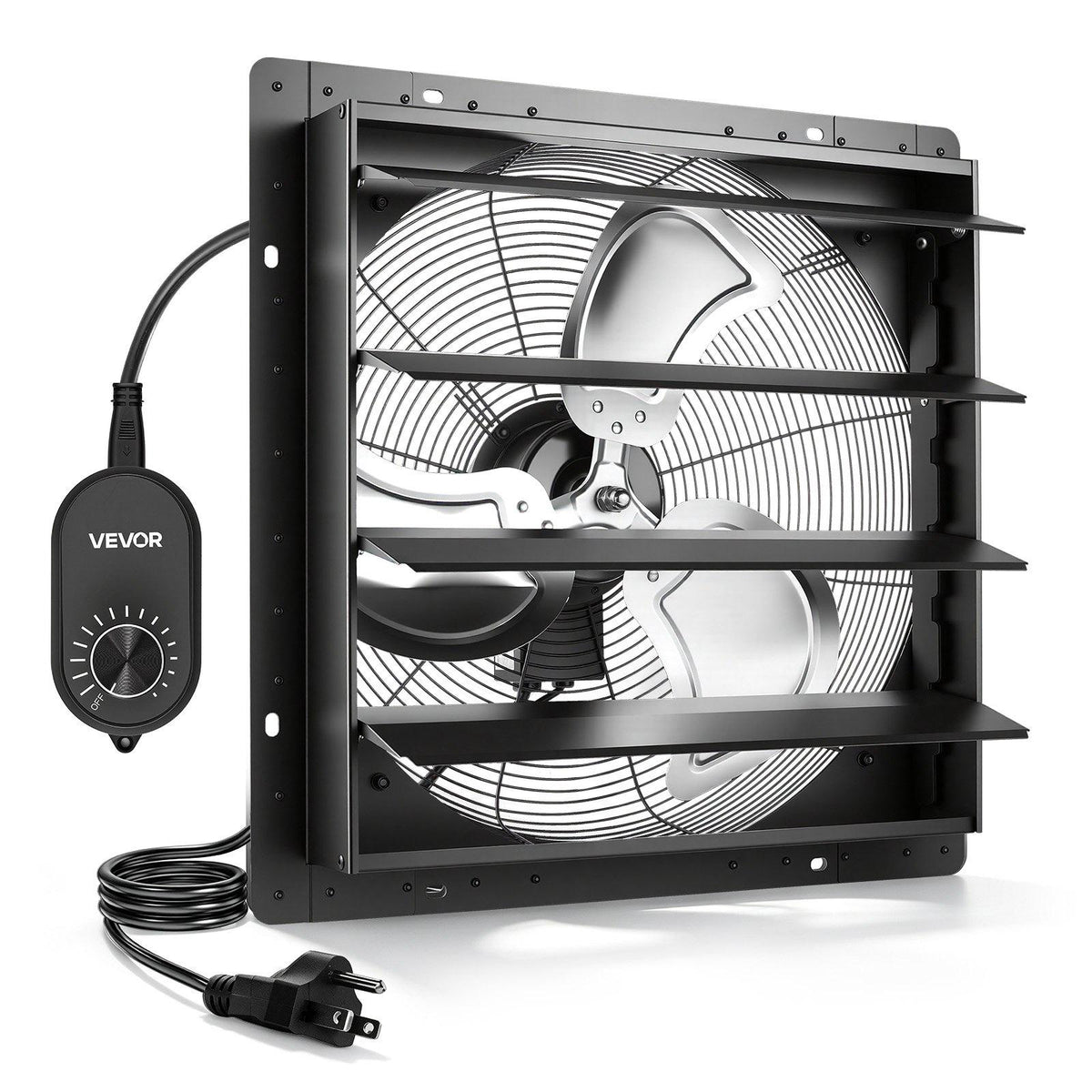 20 in Shutter Exhaust Fan Wall-Mount Automatic Louvers Variable Speed, Sturdy Steel Housing, Low Noise, AC Motor, 4499 CFM Ventilation and Cooling for Attic, Garage, Barn, Greenhouse, Workshop