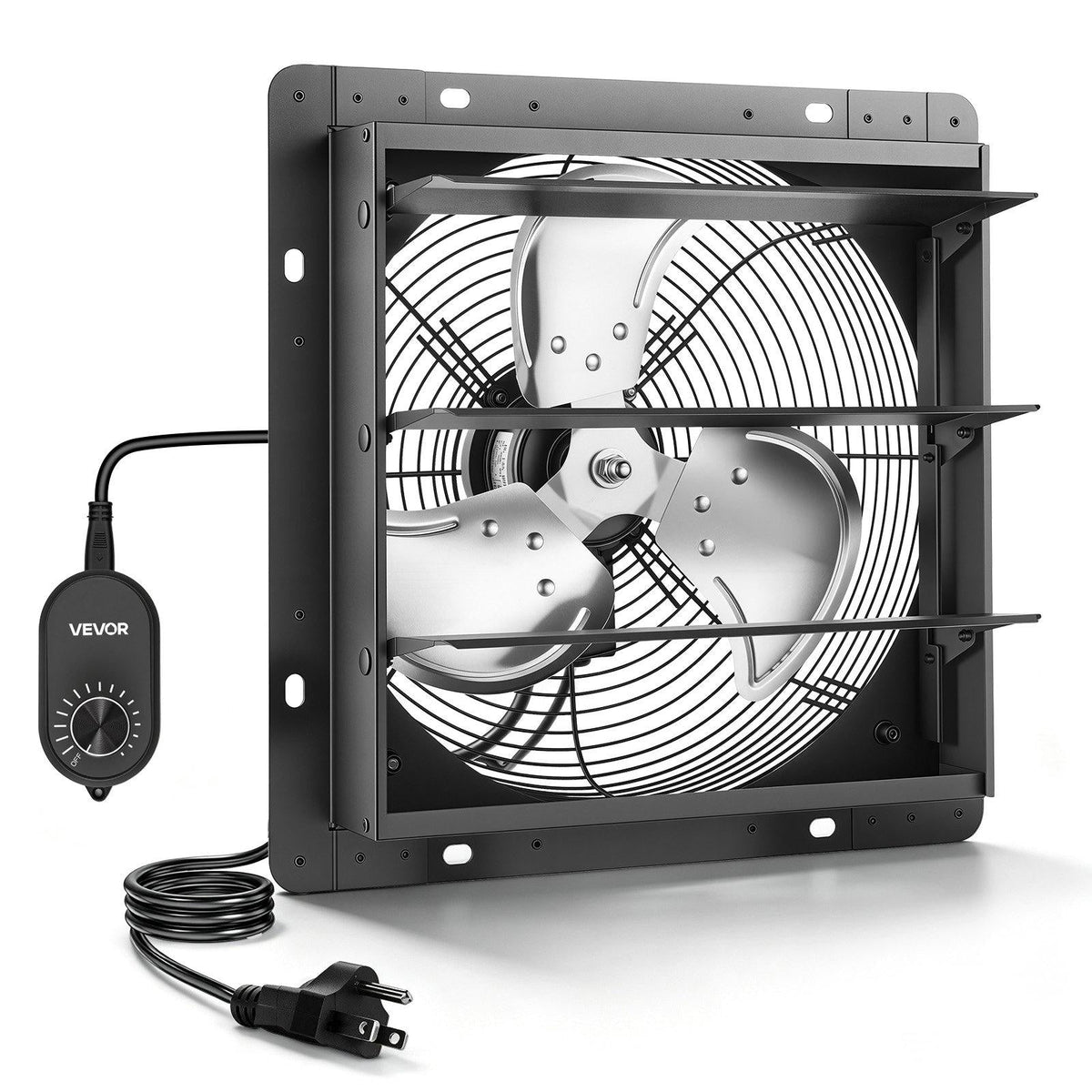 10 in Shutter Exhaust Fan Wall-Mount Automatic Louvers Variable Speed, Sturdy Steel Housing, Low Noise, AC Motor, 874 CFM Ventilation and Cooling for Attic, Garage, Barn, Greenhouse, Workshop