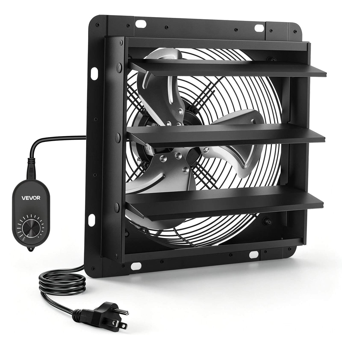 12 in Shutter Exhaust Fan Wall-Mount Automatic Louvers Variable Speed, Sturdy Steel Housing, Low Noise, AC Motor, 1347 CFM Ventilation and Cooling for Attic, Garage, Barn, Greenhouse, Workshop
