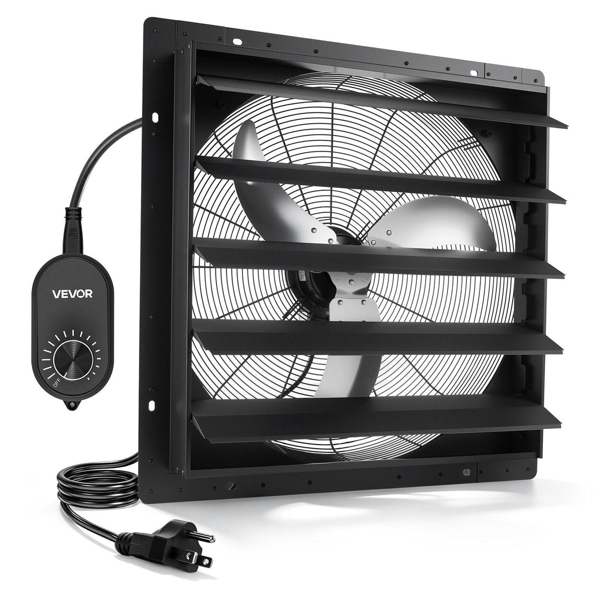24 in Shutter Exhaust Fan Wall-Mount Automatic Louvers Variable Speed, Sturdy Steel Housing, Low Noise, AC Motor, 7030 CFM Ventilation and Cooling for Attic, Garage, Barn, Greenhouse, Workshop