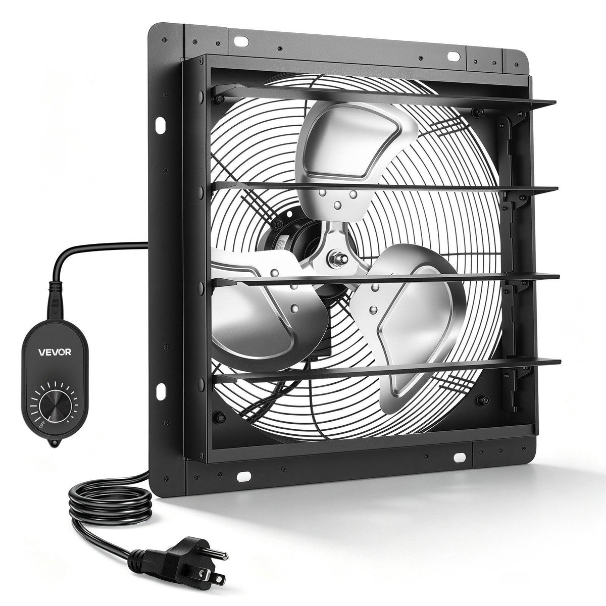 14 in Shutter Exhaust Fan Wall-Mount Automatic Louvers Variable Speed, Sturdy Steel Housing, Low Noise, AC Motor, 1802 CFM Ventilation and Cooling for Attic, Garage, Barn, Greenhouse, Workshop