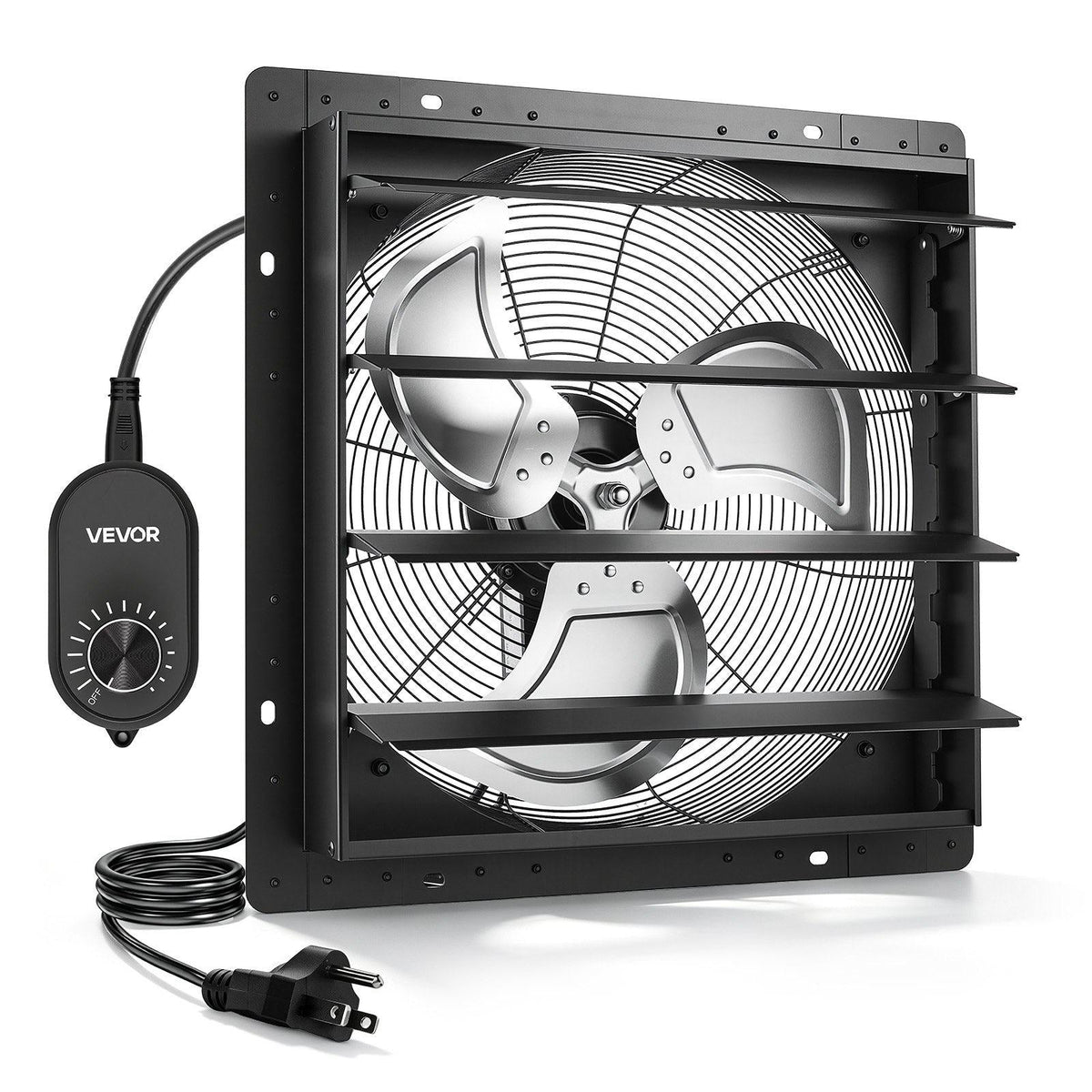 18 in Shutter Exhaust Fan Wall-Mount Automatic Louvers Variable Speed, Sturdy Steel Housing, Low Noise, AC Motor, 3051 CFM Ventilation and Cooling for Attic, Garage, Barn, Greenhouse, Workshop