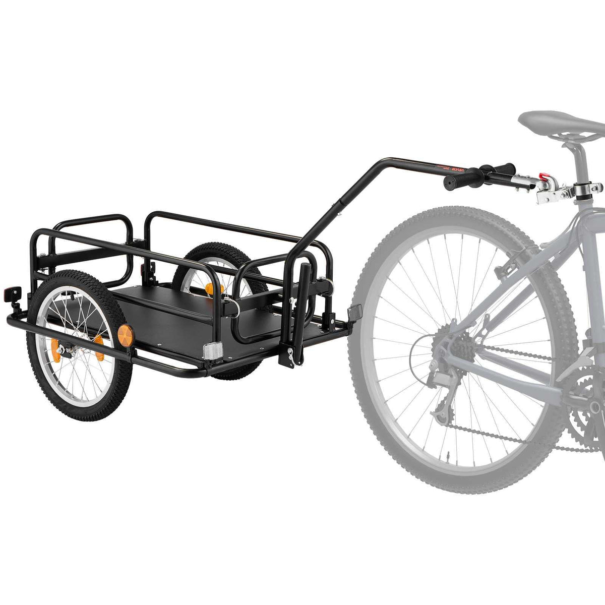 Bike Cargo Trailer 88 lbs Load 2-in-1 Pushcart Folding Bicycle Wagon, Heavy-Duty Cart with 16-Inch Wheels, Reflectors, Carbon Steel Frame, Foldable Compact Storage, Fits 22-28 in Bike Wheels
