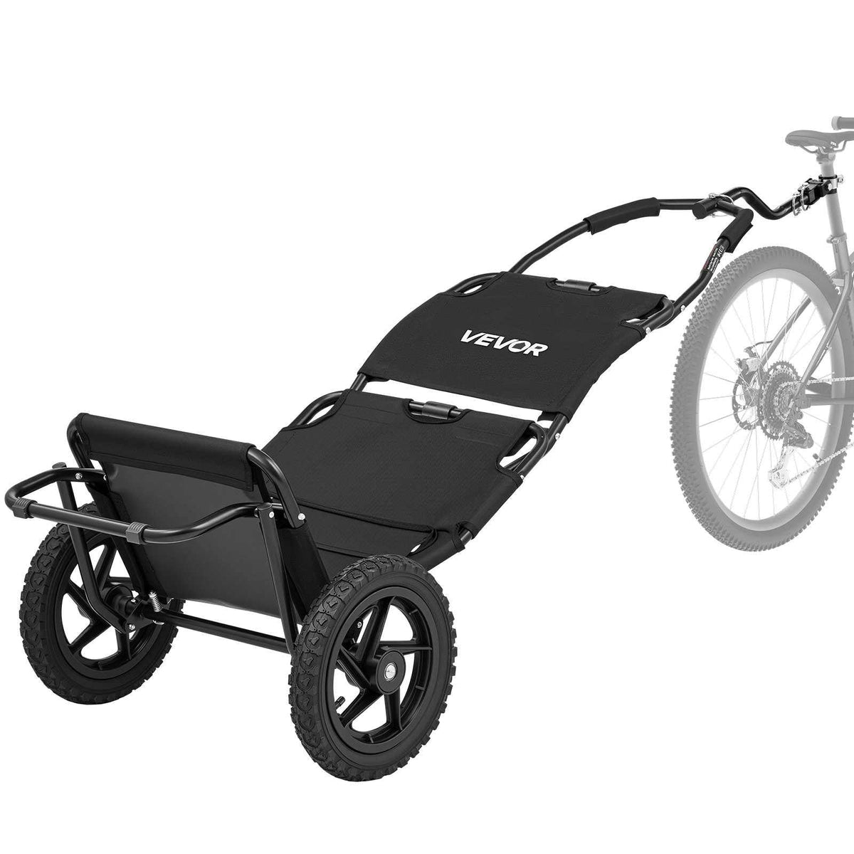 Bike Cargo Trailer 60 lbs Load 3-in-1 Bicycle Wagon Cart Folding, Backpack/Trailer/Pushcart Mode with 12-Inch Wheels, Foldable Carbon Steel Frame, Fits 22-28 in Bike Wheels, for Carrying Cargo