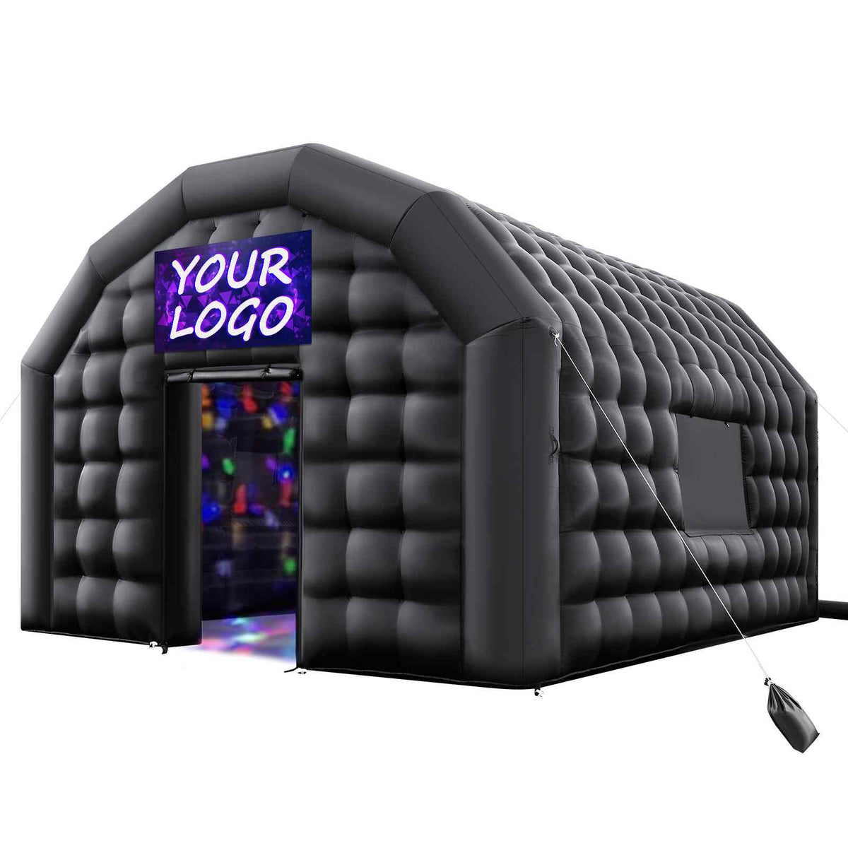 Inflatable Nightclub, 16.4 x 13.1 x 12.5 ft Inflatable Party Tent with 680W Blower & Sandbag, Ventilated Blow up Night Club with 2 Windows, Air Cube House for Event Birthday Wedding Party