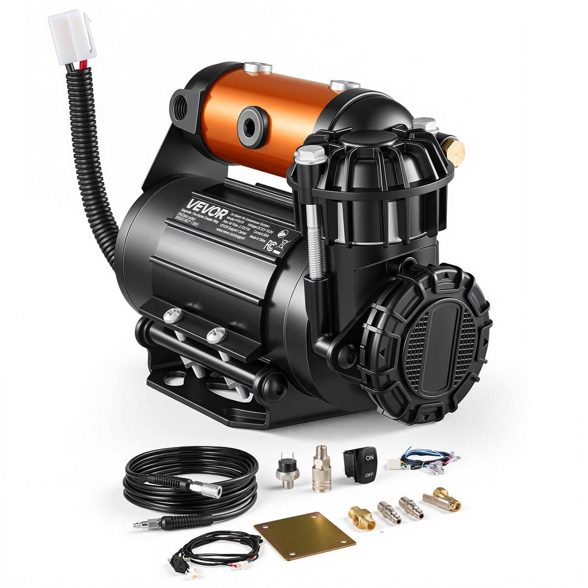 12V Air Compressor 0.5HP 2.72 SCFM Portable Tire Inflator Max 210PSI, Heavy Duty Offroad Air Pump with Differential Lock Harness, Adapters & 19FT Air Hose for Pickup Truck SUV Off-Road Vehicles