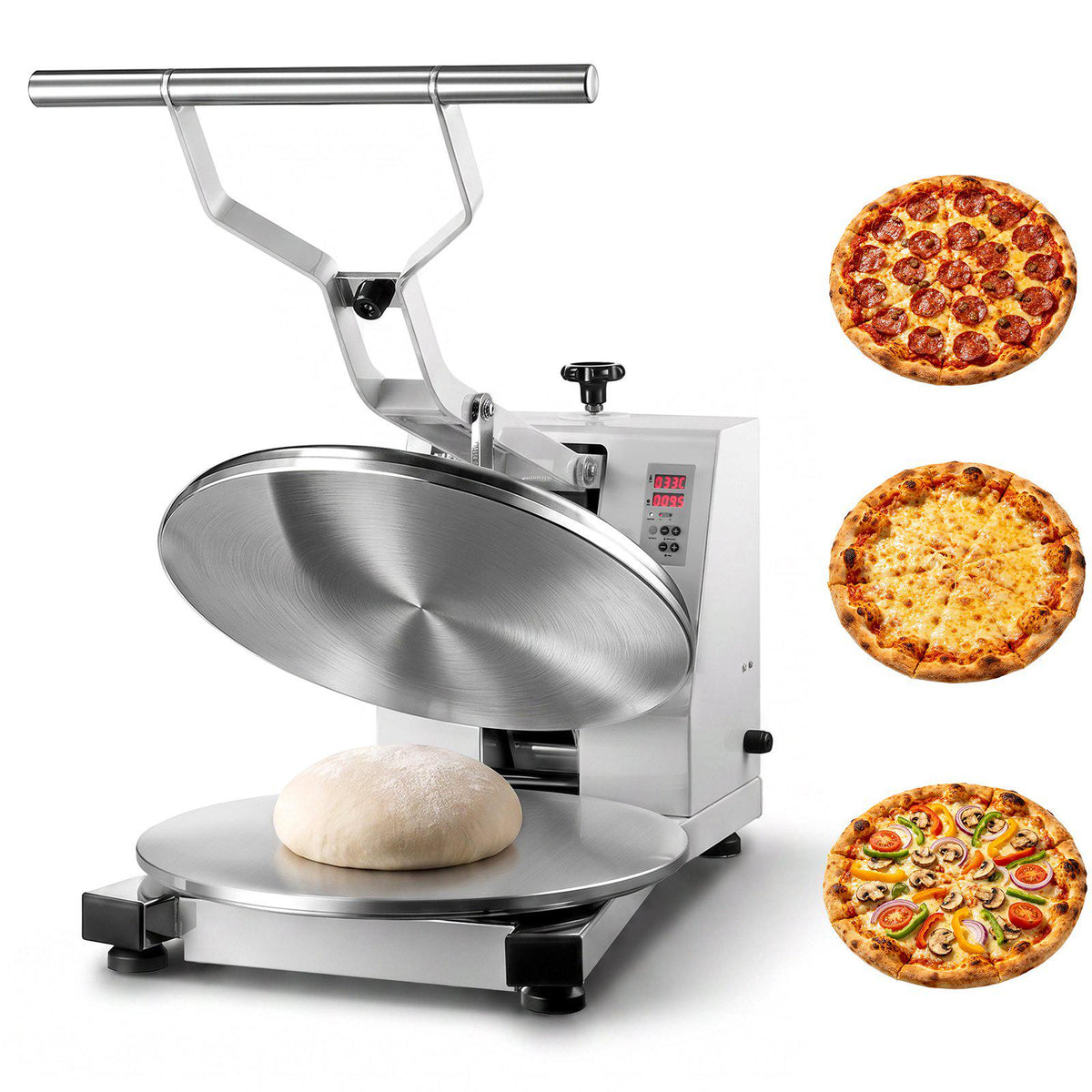 Commercial Pizza Dough Press Machine 18 in Electric Dough Sheeter, Ideal for Bakery Home Restaurant Use, 1200W Cast Aluminum Pastry Press Plate, Adjustable Thickness Bread Forming Presser