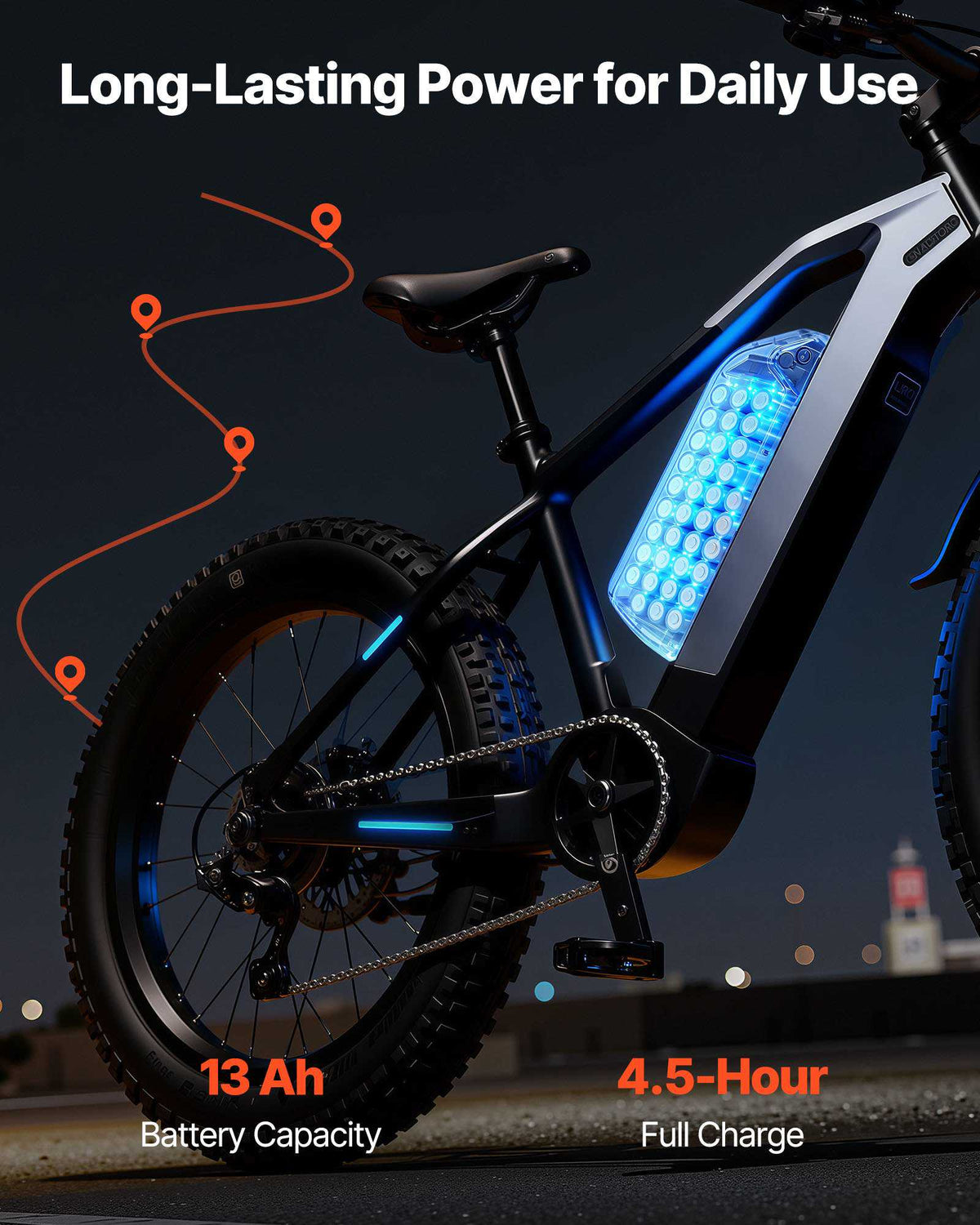 Ebike Battery, 48V 13Ah Electric Bike Lithium Battery Pack with BMS, 3A Charger and Lock for 1000W E-Bike Motor, Detachable Electric Bicycle Replacement Kit with Indicator & Discharge Socket