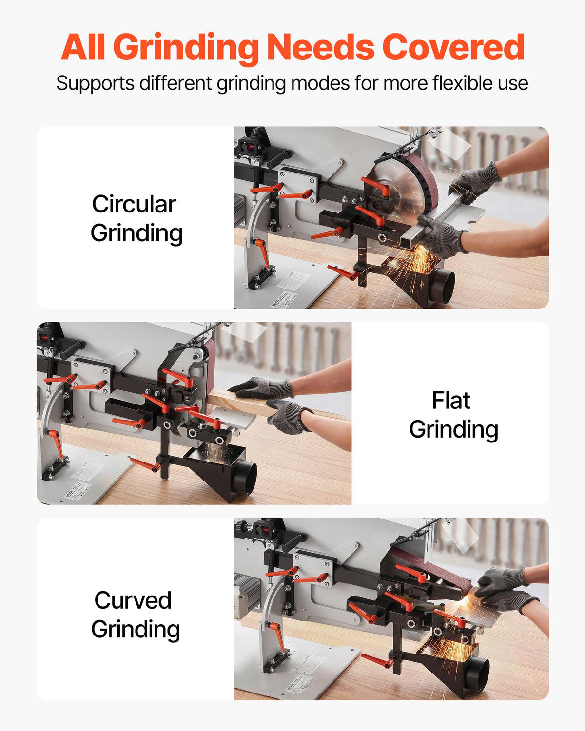 Belt Grinder Sander with VFD, 72 x 2-Inch Variable Speed Belt Polisher, 1500W Knife Making Machine with 3 Grinding Modes & 3PCS Sanding Belts for Metalworking, Compatible with 72"-82" * 2" Belts