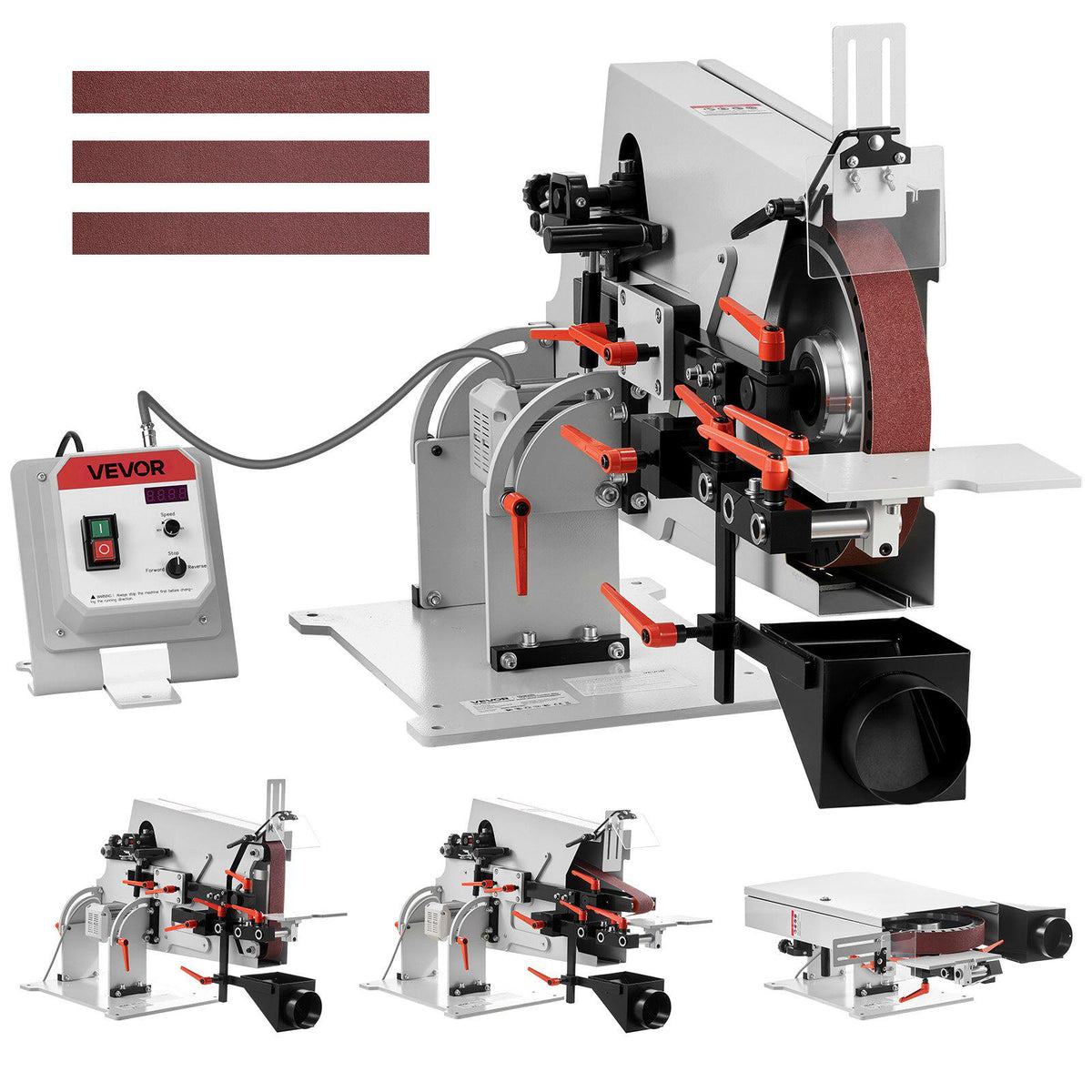 Belt Grinder Sander with VFD, 72 x 2-Inch Variable Speed Belt Polisher, 1500W Knife Making Machine with 3 Grinding Modes & 3PCS Sanding Belts for Metalworking, Compatible with 72"-82" * 2" Belts