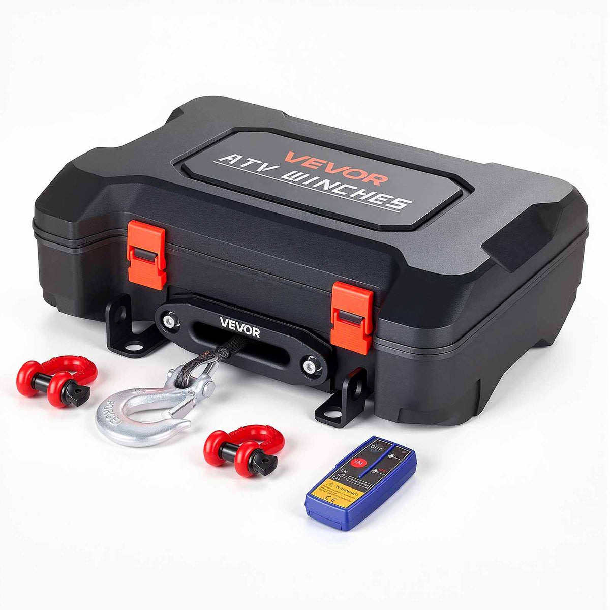 Portable Winch, 6000 lbs 12V DC Electric Winch with Synthetic Rope, Wireless & Wired Remotes, Box-Style Recovery Kit with Fairlead, Clevis Hook, Strap for ATV UTV Off-Road Outdoor Pulling Tasks