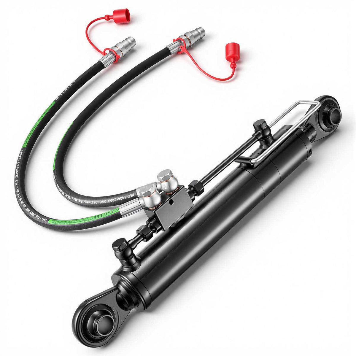 Hydraulic Top Link Cat. 2-2 (11 in Stroke, 22-7/16 in to 33-7/16 in), Max 2900PSI Hydraulic Cylinder with 2 Hoses & G3/8" Check Valves for Tractors