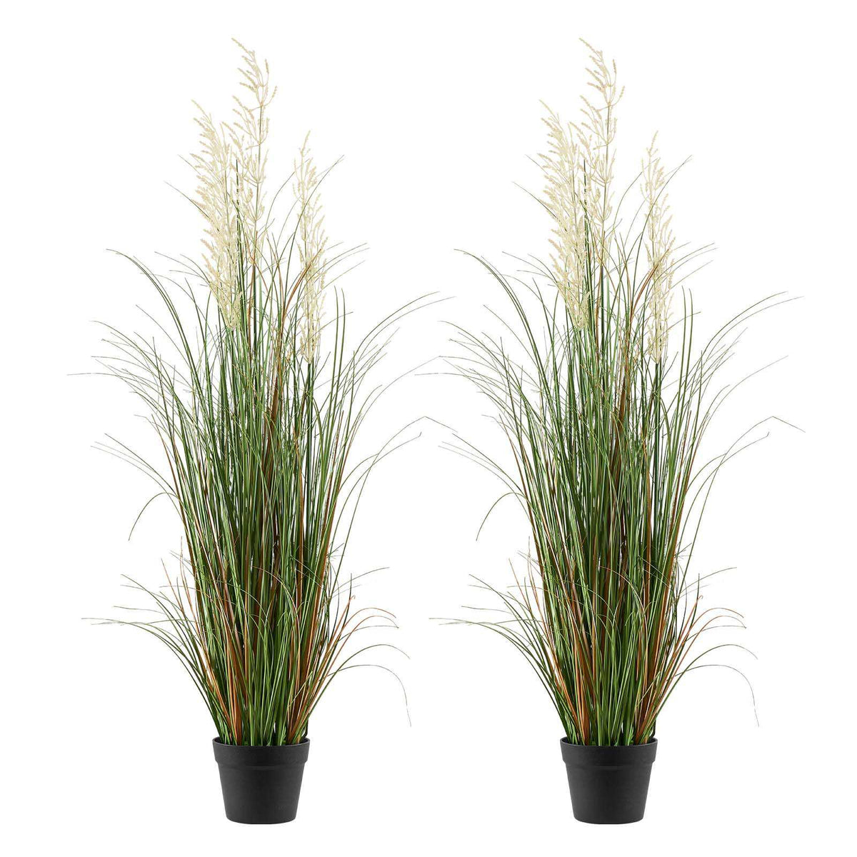 Artificial Grass Plant, 2 Pack 47 inch Reed Flower Grass in Pot, Premium PVC Faux Fake Greenery Shrubs Plant for Indoor Outdoor House Home Garden Office Room Décor, Housewarming, Green